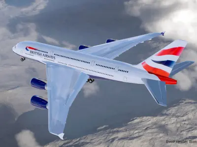 Airbus A380 Giant Airplane Low Polygon Low-poly 3D model