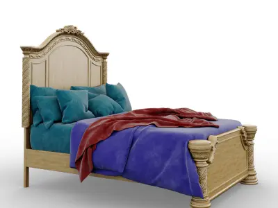 Magnolia Manor Antique White Queen Upholstered Panel Bed 3D model purchase
