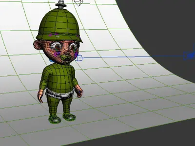 Soldier baby Cartoon Rigged  3D model