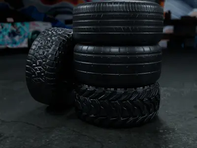 Tire Model Pack V4 Low-poly 3D model