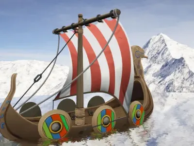 Viking Ship Stylized Low-poly 3D model