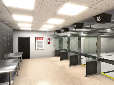 Shooting Range Interiors  Low-poly 3D model