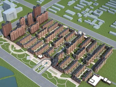 Architecture residential complex 3D model get