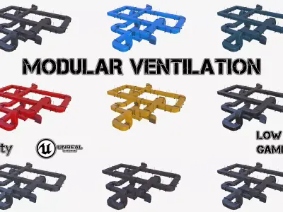 Modular ventilation Low-poly 3D model 5