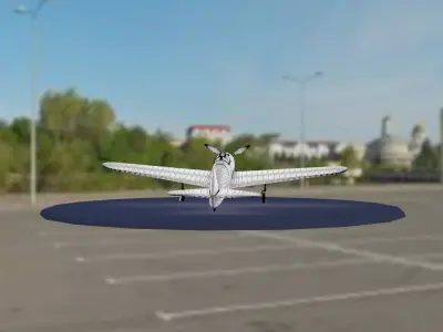 airplane in parking lot Low-poly 3D model