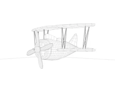 Brown Airplane Low-poly 3D model