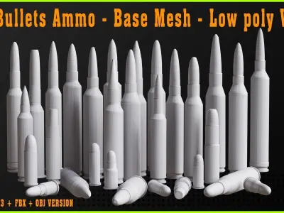 30 Bullets Ammo - Base Mesh - Low poly Vol 1 Low-poly 3D model