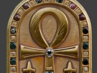 Ancient Egyptian Ankh Achievement Medal 3D Prop Analysis Low-poly 3D model