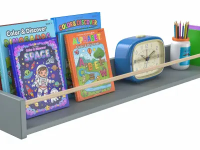  Kids Bookshelf 3D Model 