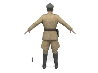 German Officer 3 - Afrika Korps Low-poly 3D model