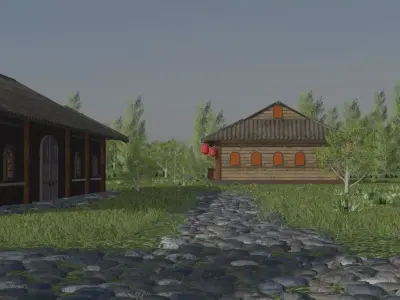 Serene Village Landscape 3D model