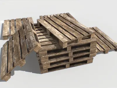Industrial Wooden Pallet 4 Low-poly 3D model