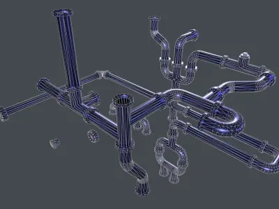 industrial pipe  set Low-poly 3D model