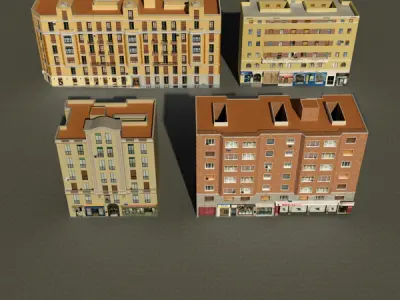 Building Collection 101-104 Low-poly 3D model