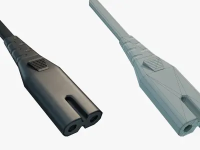 Power cord IEC C7 Low-poly 3D model