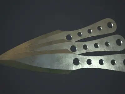 Steel Throwing Knife PBR Game Ready Low-poly 3D model