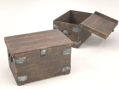 Wooden chest Low-poly 3D model buy