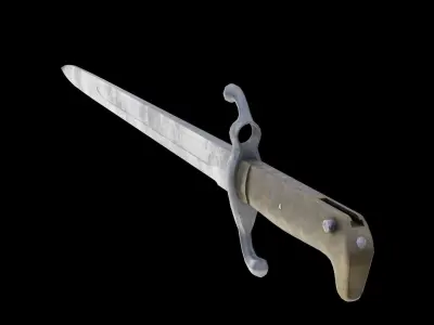 German bayonet Seitengewehr 1871 S71 Low-poly 3D model