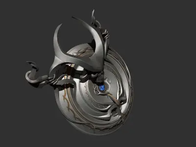 Shield high poly with horns 3D model