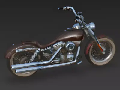 Realistic Weathered Classic Cruiser Motorcycle 3d model Low-poly 3D model