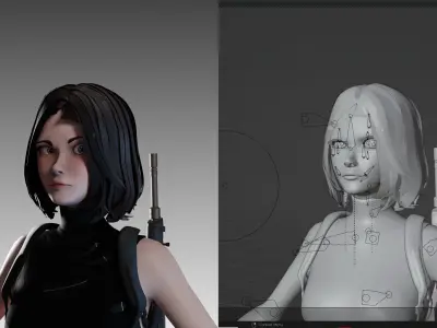 Battle Spec Ops Girl Operator Low-poly 3D model