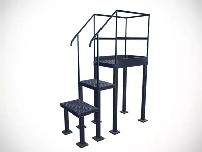 Industrial Metal Stairs and Work Platforms Safe Rack Low-poly 3D model