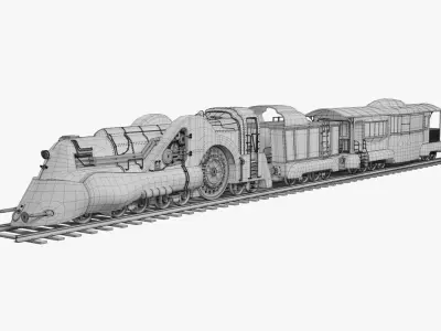 Steampunk wind-up Train model Low-poly 3D model
