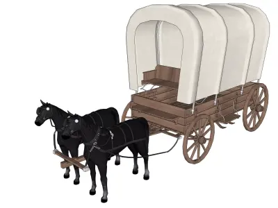 wood carriage 04 3D model