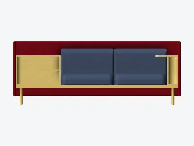 Sofa - Contemporary - Flame - Medium - Corner Shelf Low-poly 3D model get
