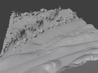 Western Wagon Train Diorama STL File for 3D Printing 3D print model