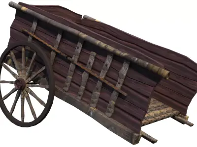 wooden cart  cartoon 3d model 3D model