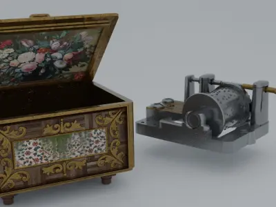 Ancient MUSIC BOX 18th century 3D model