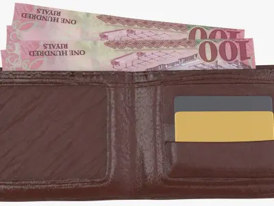 Saudi 100 Riyals Wallet Money Purse 3D model