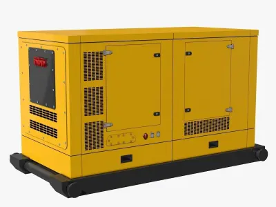 Yellow Industrial Gas Generator 3D model
