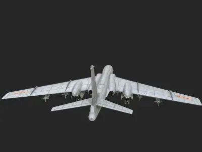 Xian H-6K Strategic Bomber H6K Tu-16 Tu16 Bomber Low-poly 3D model