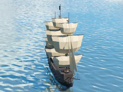 Pirate Galleon  Low Poly Low-poly 3D model