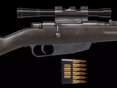 Carcano Model 1938 short rifle Low-poly 3D model