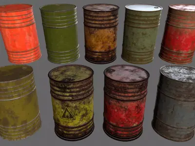 Barrel rusty oil barrels Low-poly 3D model
