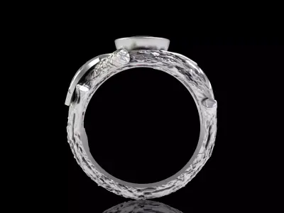 Round Diamond Leaf Branch Ring 3D print model