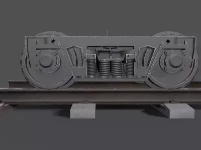 Train Bogie 18 Low-poly 3D model
