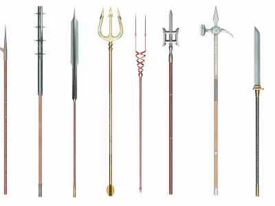 Collection of 10 special spears Free low-poly 3D model