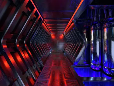 Sci Fi Corridor Tunnel Spaceship Interior 3D Model 3D model