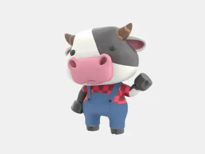 Cute Cow 3D Illustration 3D model 2