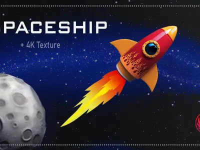 Low-Poly 3D Model Stylised Spaceshipe Low-poly 3D model