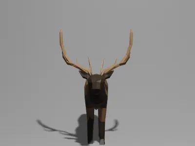 Low Poly Elk deer with antlers Low-poly 3D model
