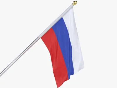 Russia Cloth Flag Wall Mount Animated 3D model