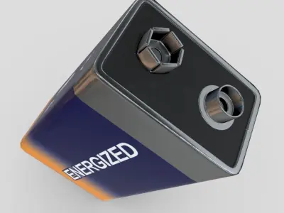 Battery 9V Low-poly 3D model