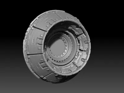 Sci-fi spaceship fighter jet engine flame nozzle 3D model