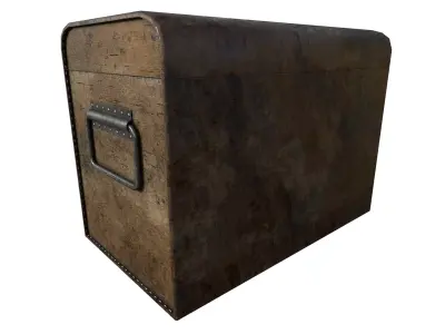 Wooden box covered with leather Low-poly 3D model