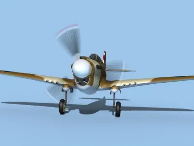 Curtiss P-40F Tomahawk V05 RAF 3D model